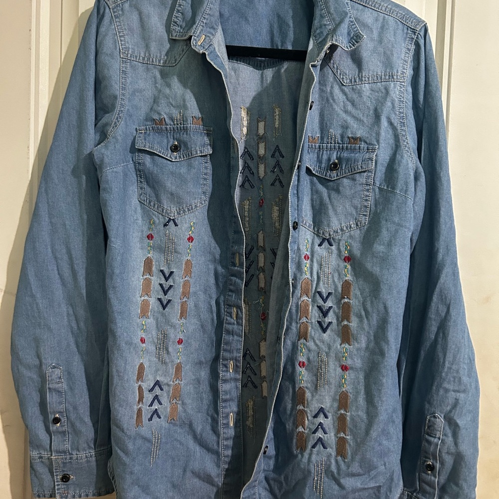Embroidered Denim Shirt